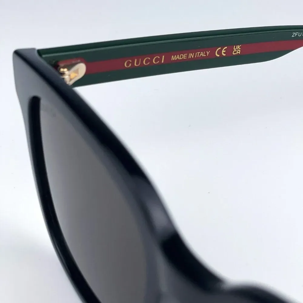 NEW Gucci GG0847SK 001 Black Green Grey Square Unisex Sunglasses